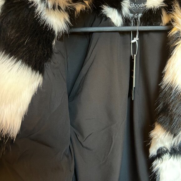 Stoosh Black & White Checkered Faux Fur Jacket - Women's M - Picture 3 of 3